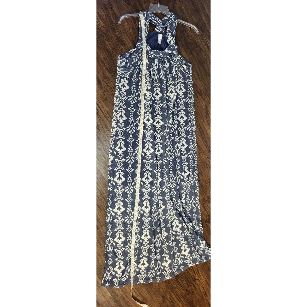 NWT Greylin Maxi Halter Racer Back Linen Look Wedding Guest Dress Size S Beach